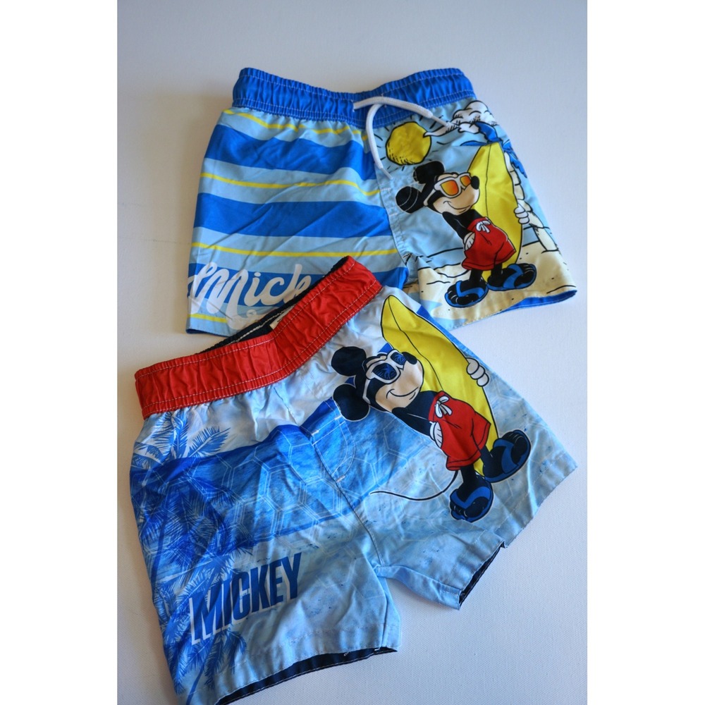 Disney Mickey Mouse Swim Trunks Set 2pk Blue Surfing Board Shorts 18M
